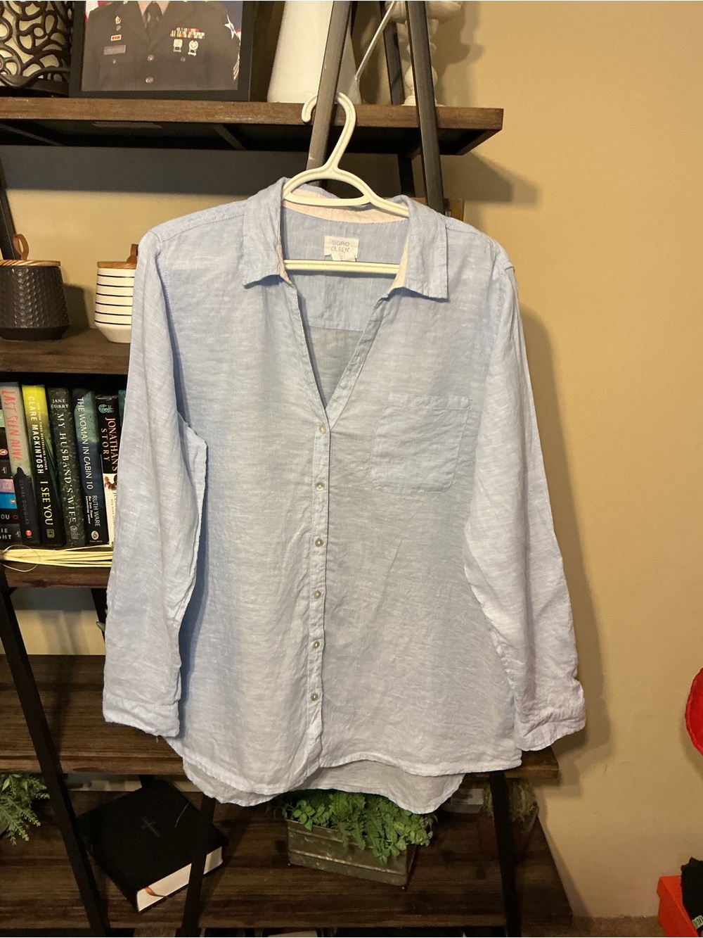 Sigrid Olsen Light Blue Casual Button-Down Shirt Size L